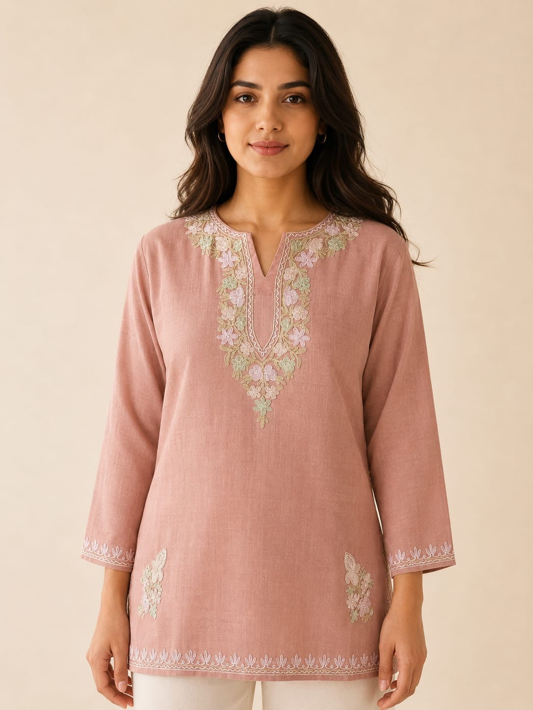 Kashmir ethnique women’s aari Work Short top