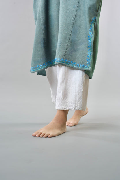 Ethnic Embroidered Kurta with Floral Neckline Detailing